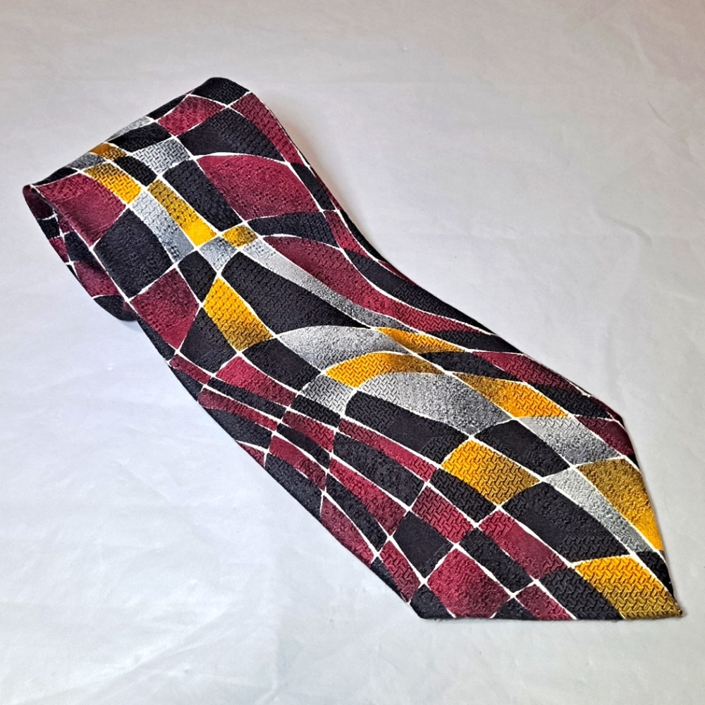 Via Condotti 💯 Silk Men's Necktie 57-60" x 3.75" Purple/Black Abstract Italian
